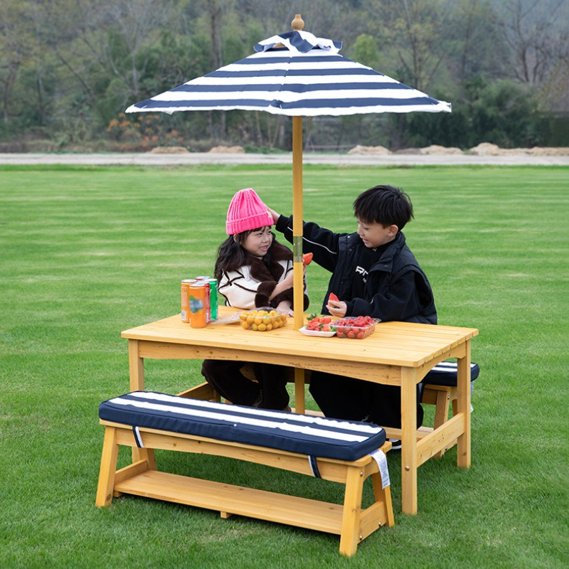 Kids Outdoor Table And Chairs With Umbrella - Manufactory Kids Outdoor Lounger Children Garden