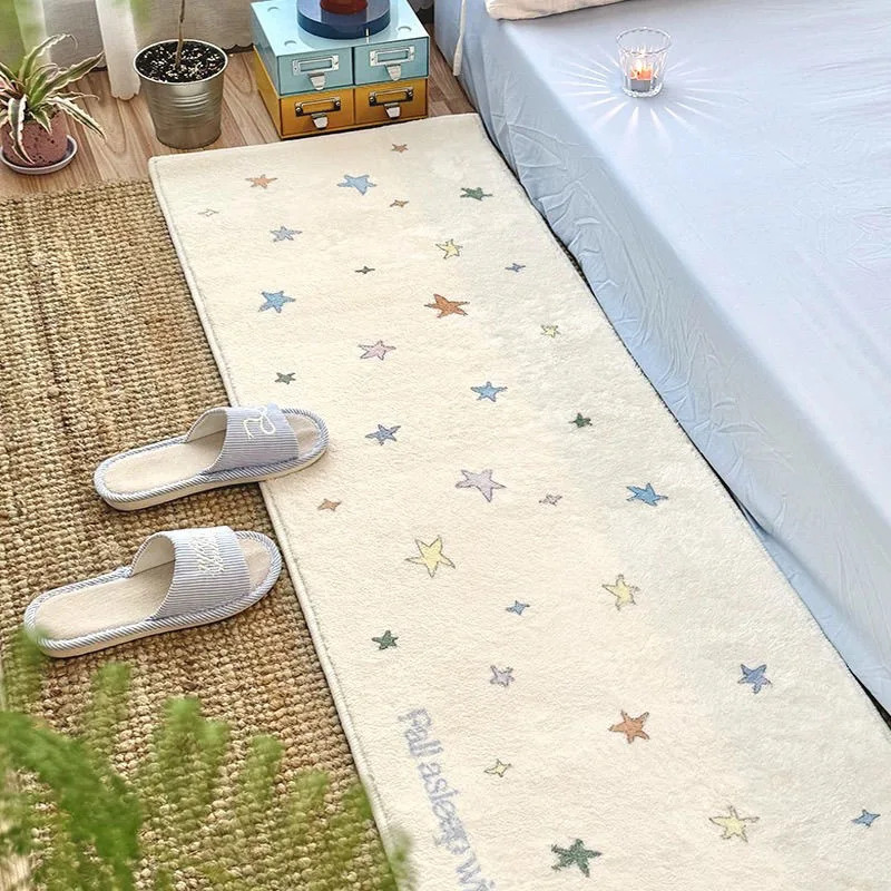 Kids Outdoor Mat Waterproof - VIKAMA Cute Star Fluffy Rug Faux