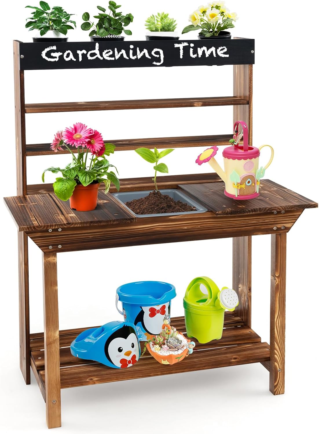 Kids Outdoor Sink - Mud Kitchen, Fir Wood Kids Potting