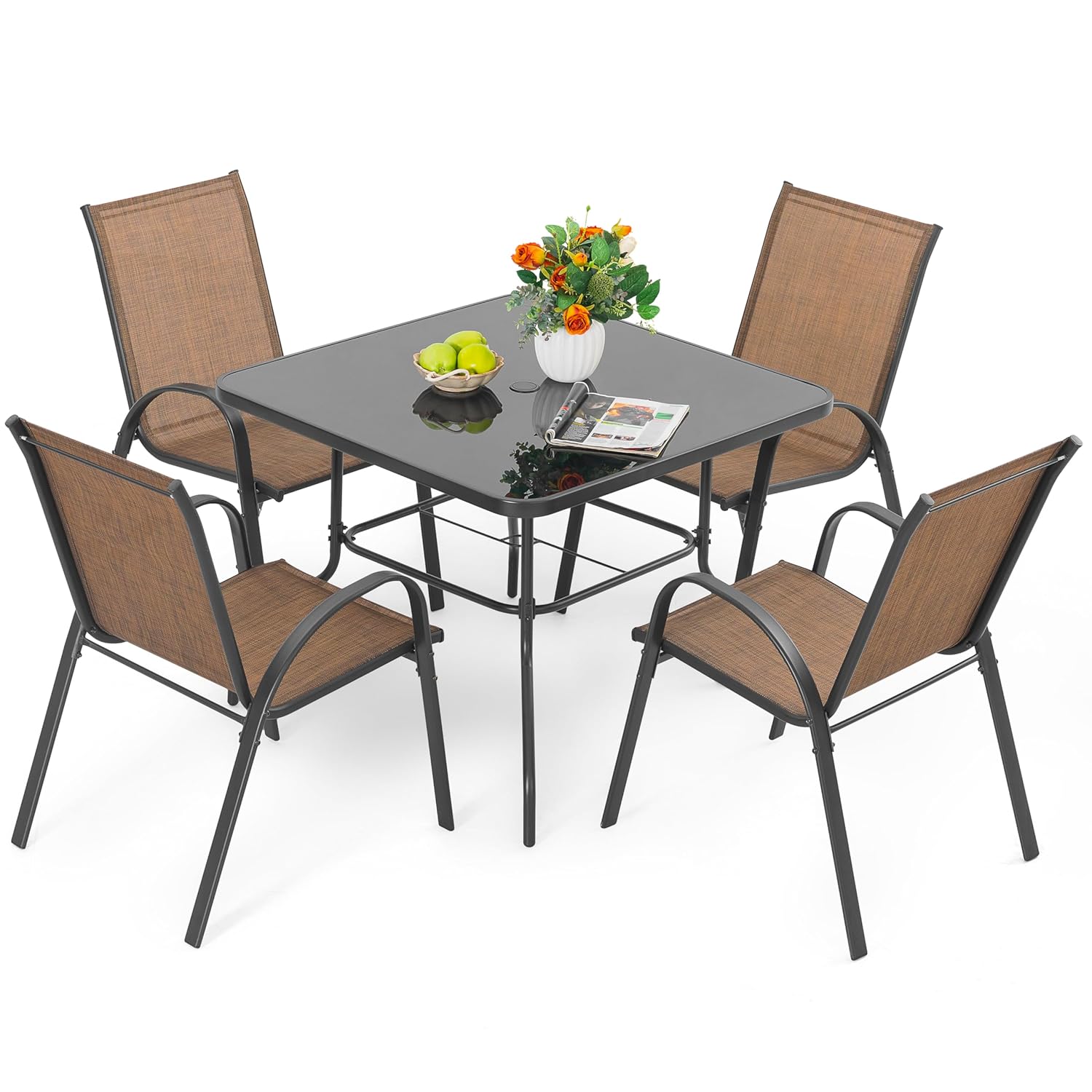 Kids Outdoor Dining Table - 5 Piece Metal Patio Dining Set