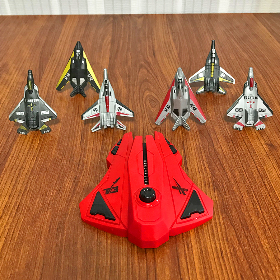 Kids Outdoor Activity Toys - 6pcs Fighter Plane Red Launcher Toy,