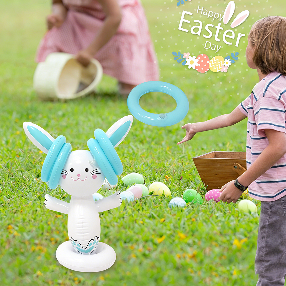 Kids Outdoor Activity Toys - Easter Inflatable Bunny Ring Toss Game