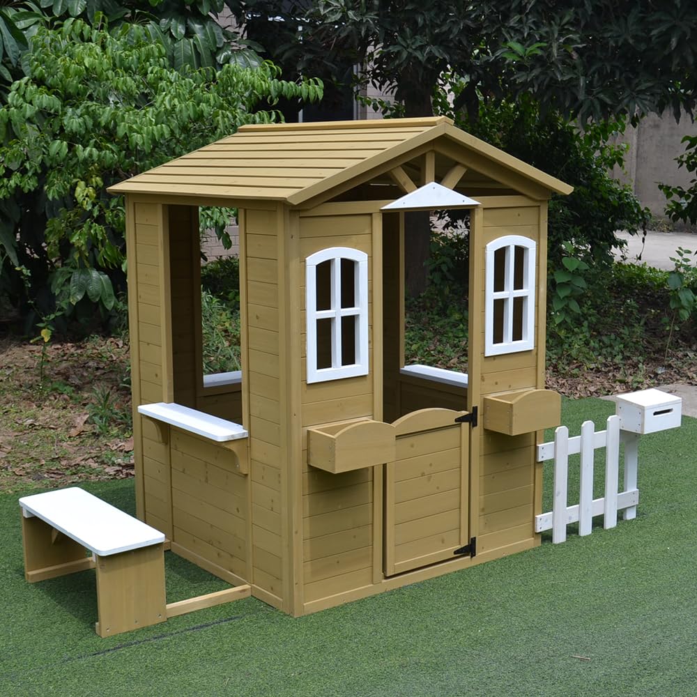 Kids Outdoor Wooden Playhouse - Cedar Wooden Playhouse Kids Outdoor Play