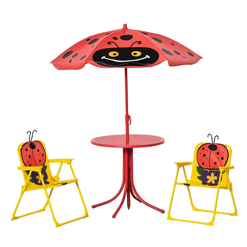 Kids Outdoor Table And Chairs With Umbrella - Outsunny Kids Table and Chair Set,