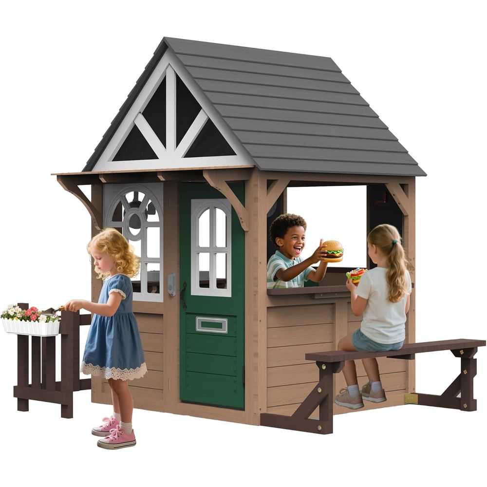 Kids Outdoor Wooden Playhouse - Seizeen Outdoor Play House or Kids,