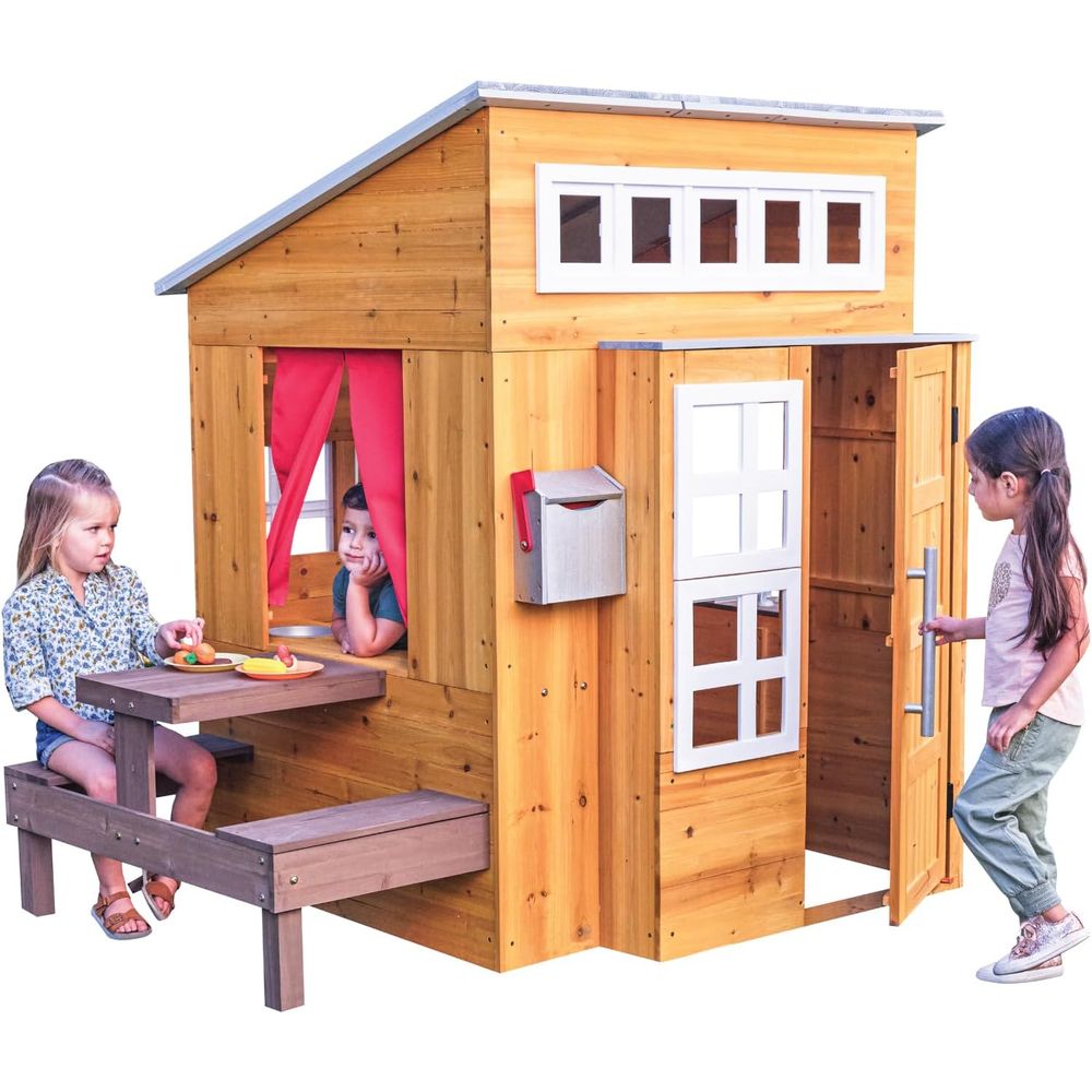 KidKraft Modern Wooden Playhou - Kids Outdoor Wooden Playhouse recensie en prijs