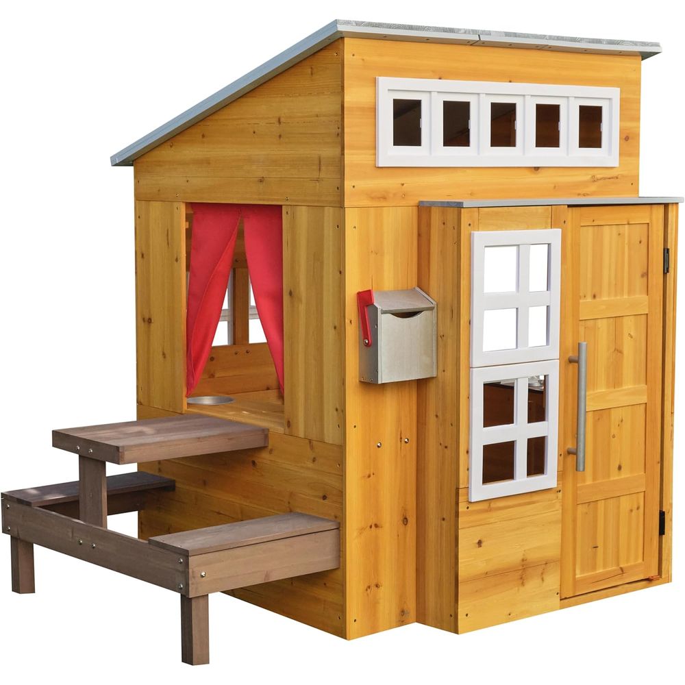 KidKraft Modern Wooden Playhou - Kids Outdoor Wooden Playhouse recensie en prijs