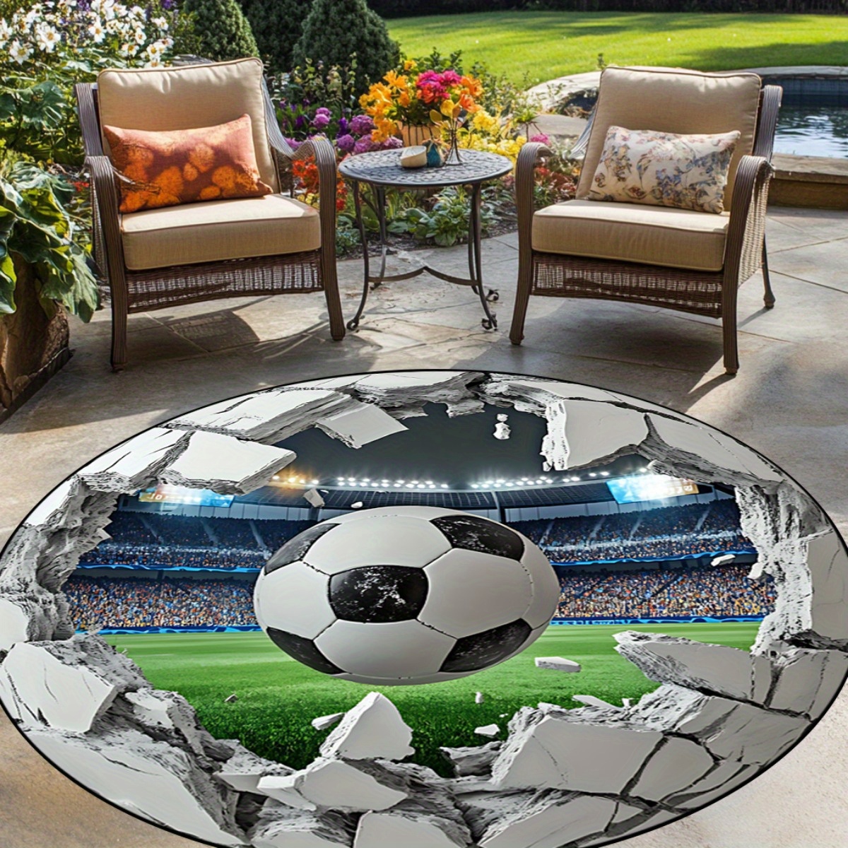 3D Football Field Round Area R - Kids Outdoor Mat Waterproof recensie en prijs
