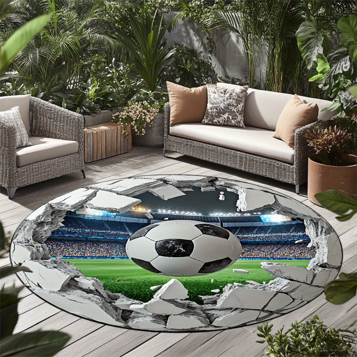 3D Football Field Round Area R - Kids Outdoor Mat Waterproof recensie en prijs