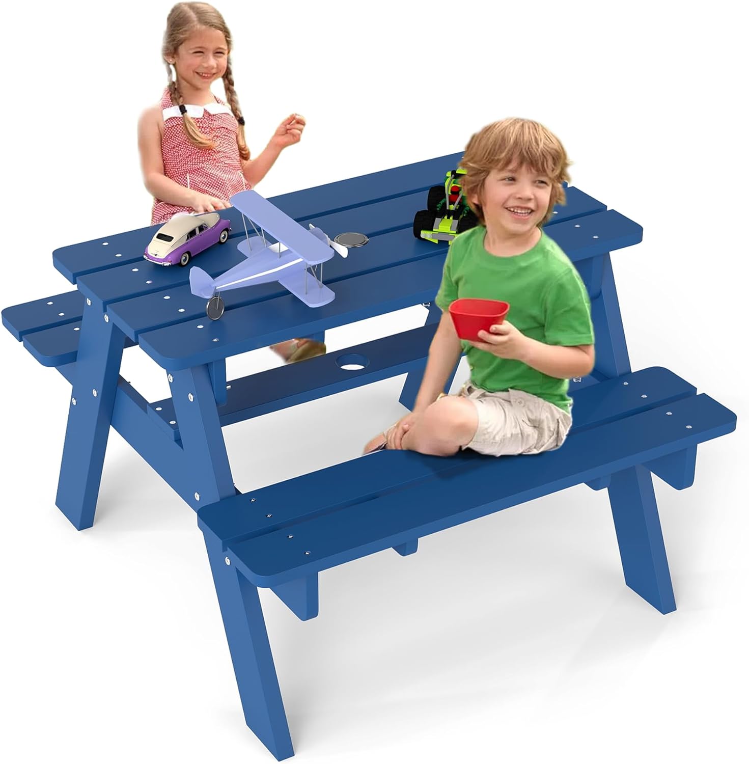 Kids Picnic Table, HDPE All We - Kids Outdoor Table And Chairs With Umbrella recensie en prijs