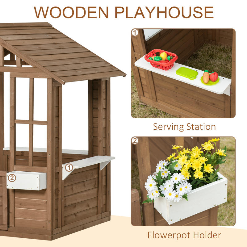 Outsunny Kids Wooden Playhouse - Kids Outdoor Wooden Playhouse recensie en prijs