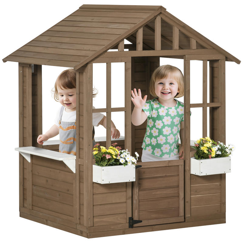 Outsunny Kids Wooden Playhouse - Kids Outdoor Wooden Playhouse recensie en prijs