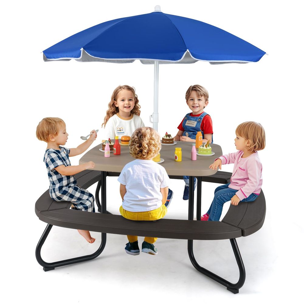 Kids Picnic Table, 8 Person To - Kids Outdoor Table And Chairs With Umbrella recensie en prijs
