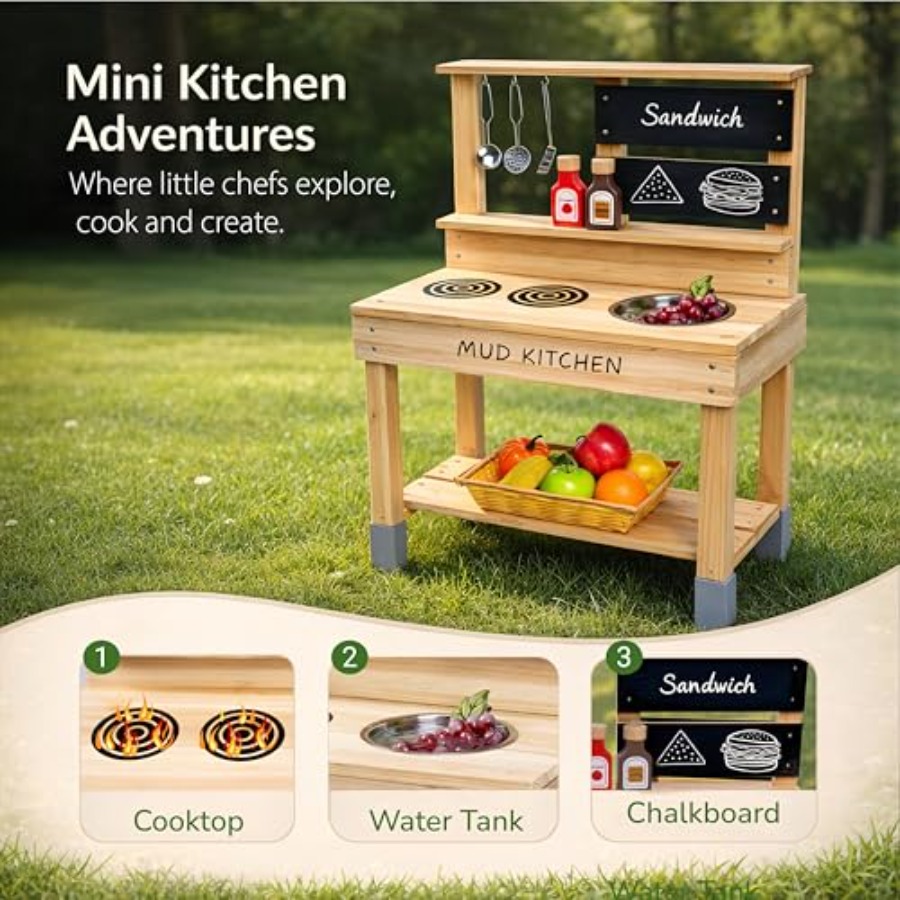 Outdoor wooden mud kitchen for - Kids Outdoor Sink recensie en prijs