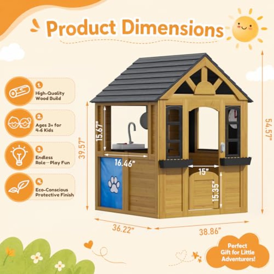 Outdoor playhouse for kids age - Kids Outdoor Wooden Playhouse recensie en prijs
