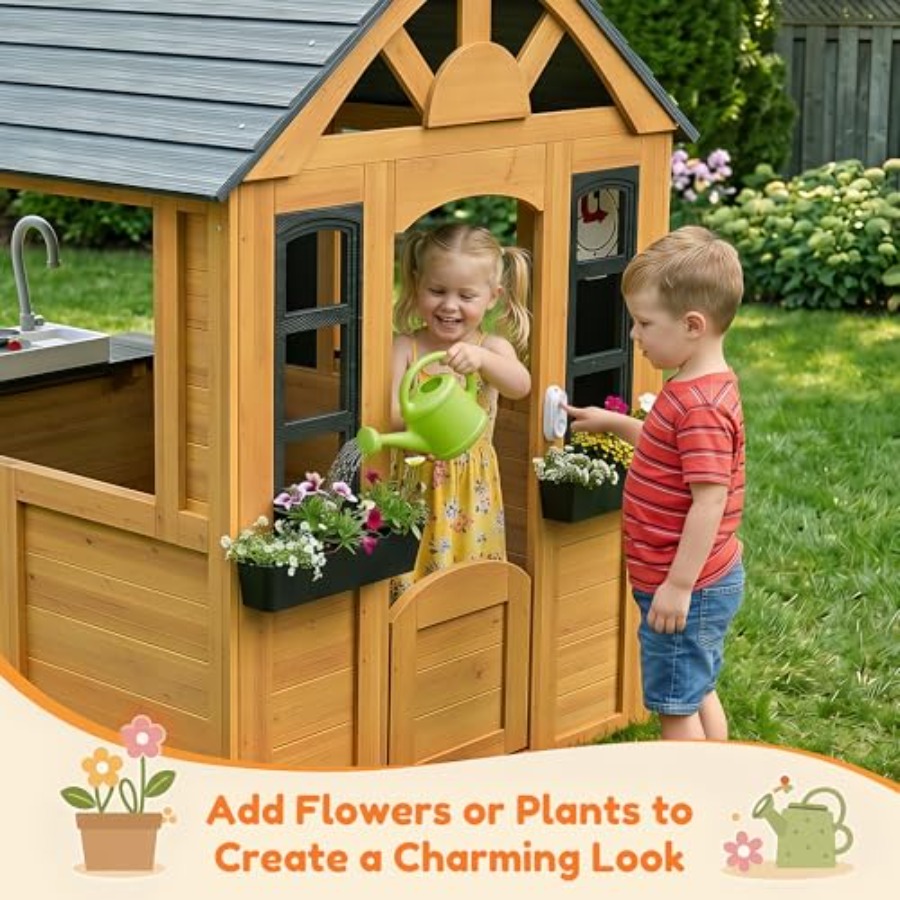 Outdoor playhouse for kids age - Kids Outdoor Wooden Playhouse recensie en prijs