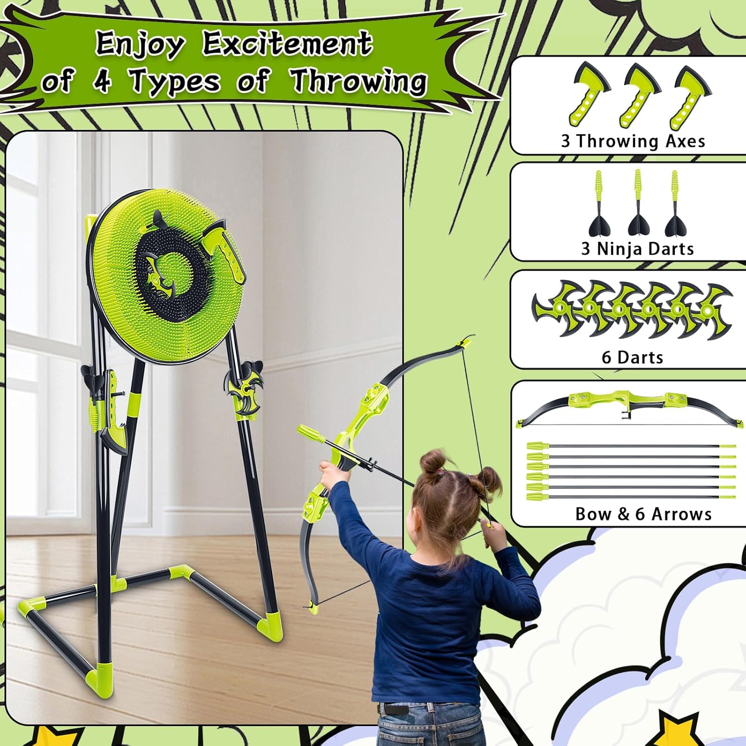 4 in 1 Axe Throwing Target Set - Kids Outdoor Ninja Set recensie en prijs