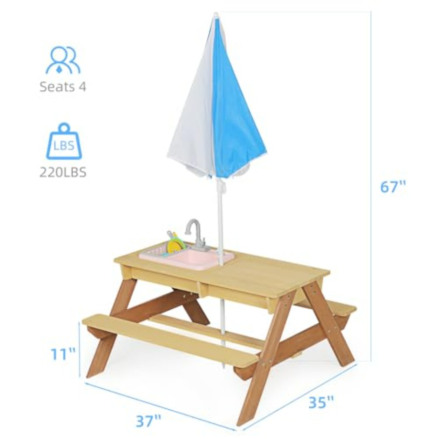 Outdoor kids picnic table with - Kids Outdoor Sink recensie en prijs