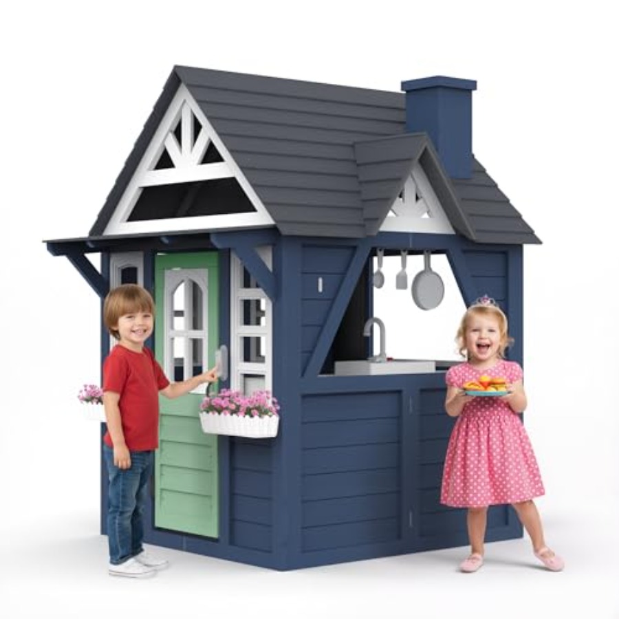 Outdoor kids playhouse: wooden - Kids Outdoor Wooden Playhouse recensie en prijs