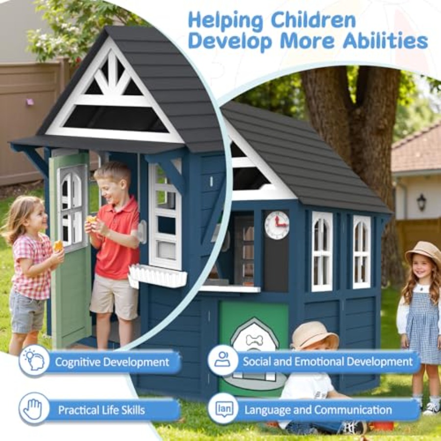 Outdoor kids playhouse: wooden - Kids Outdoor Wooden Playhouse recensie en prijs