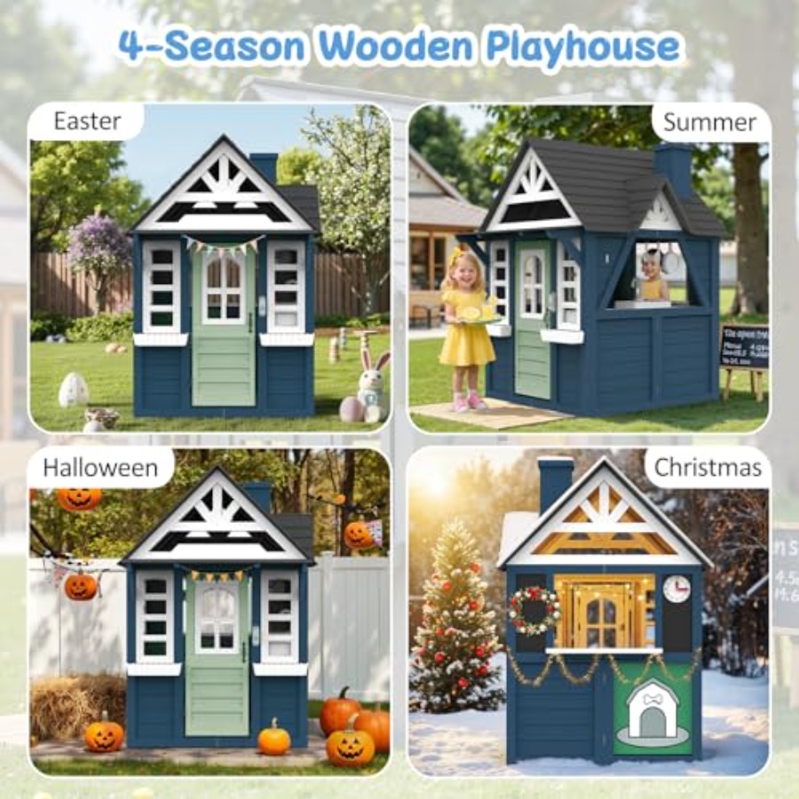 Outdoor kids playhouse: wooden - Kids Outdoor Wooden Playhouse recensie en prijs