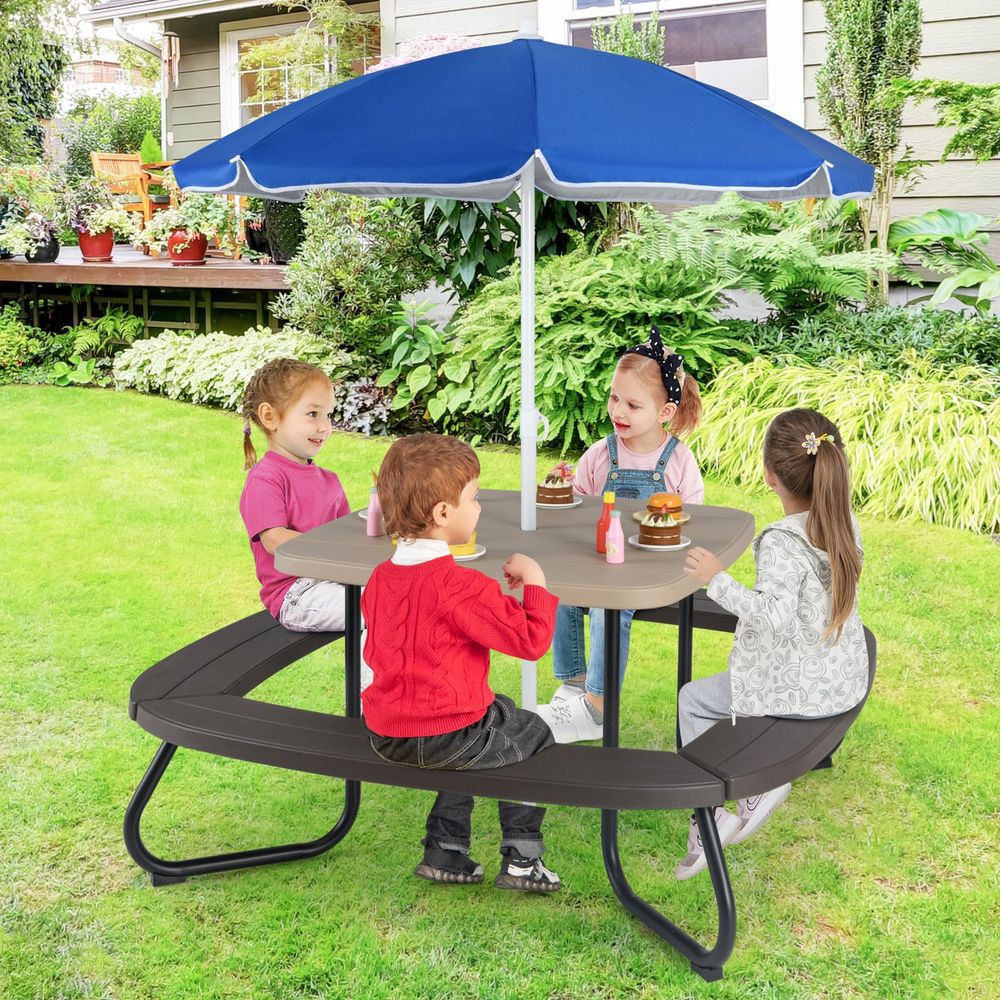 Kids Picnic Table, 8 Person Ki - Kids Outdoor Table And Chairs With Umbrella recensie en prijs
