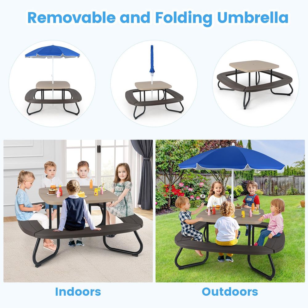 Kids Picnic Table, 8 Person Ki - Kids Outdoor Table And Chairs With Umbrella recensie en prijs