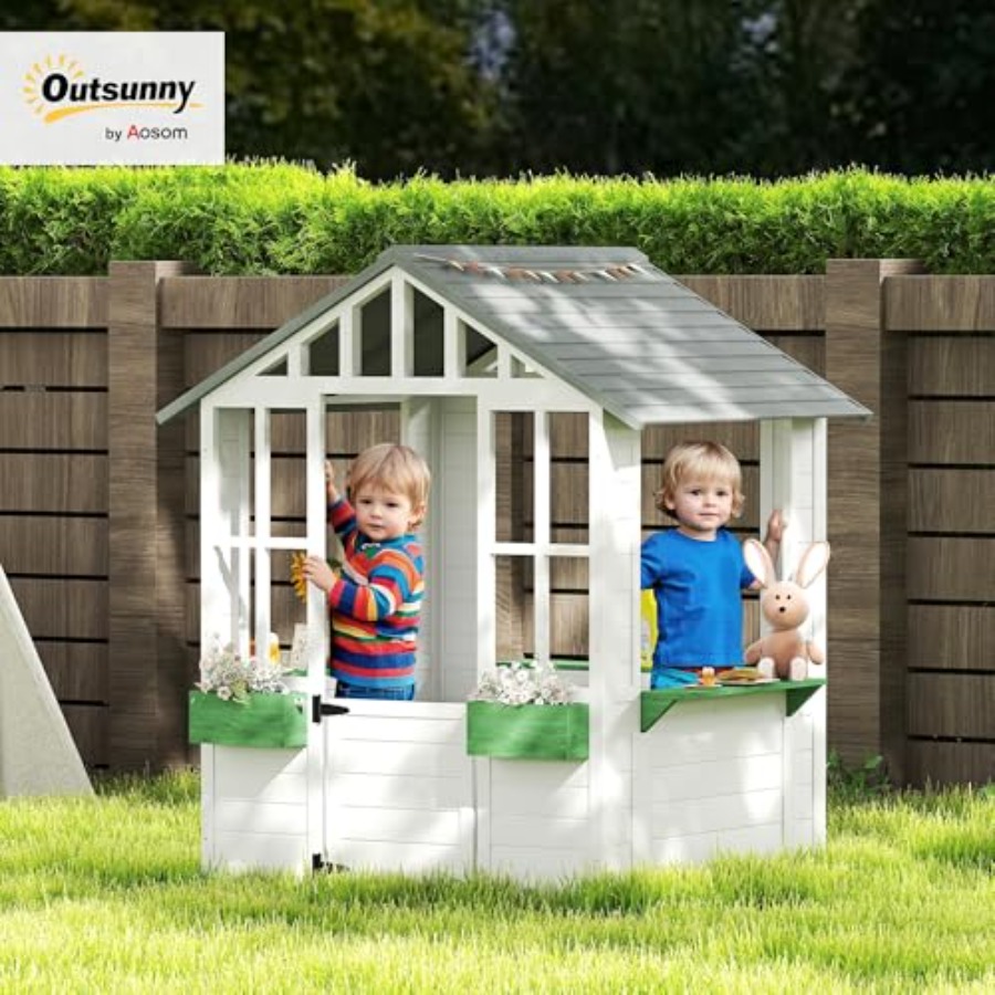 Outdoor playhouse for backyard - Kids Outdoor Wooden Playhouse recensie en prijs