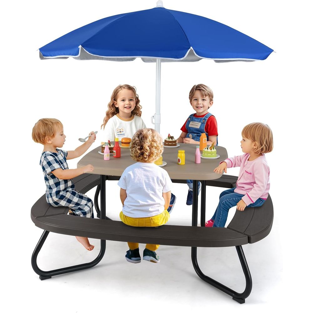 Kids Picnic Table, 8 Person To - Kids Outdoor Table And Chairs With Umbrella recensie en prijs