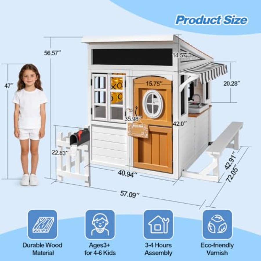 Outdoor playhouse for kids 3-1 - Kids Outdoor Wooden Playhouse recensie en prijs