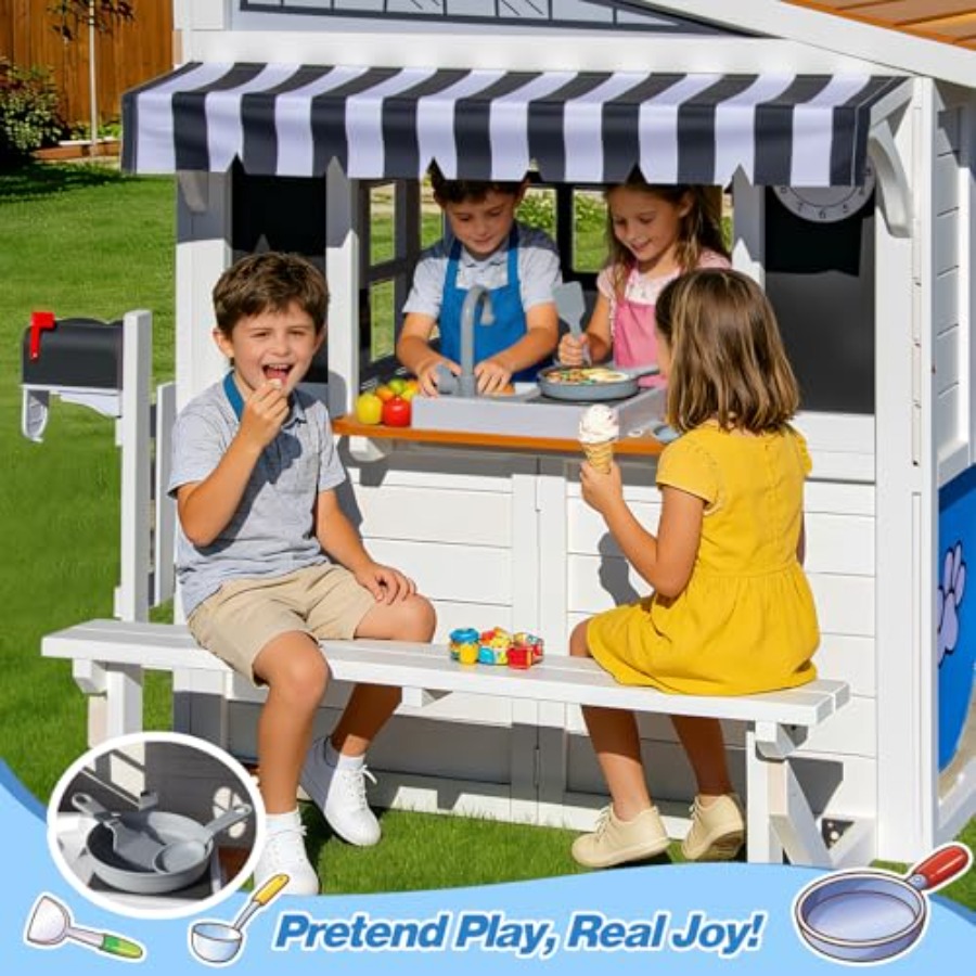Outdoor playhouse for kids 3-1 - Kids Outdoor Wooden Playhouse recensie en prijs