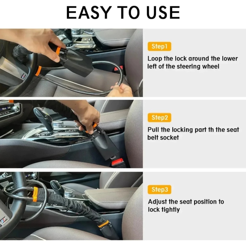 Car Steering Wheel Lock with S - Swing Seat Belt recensie en prijs