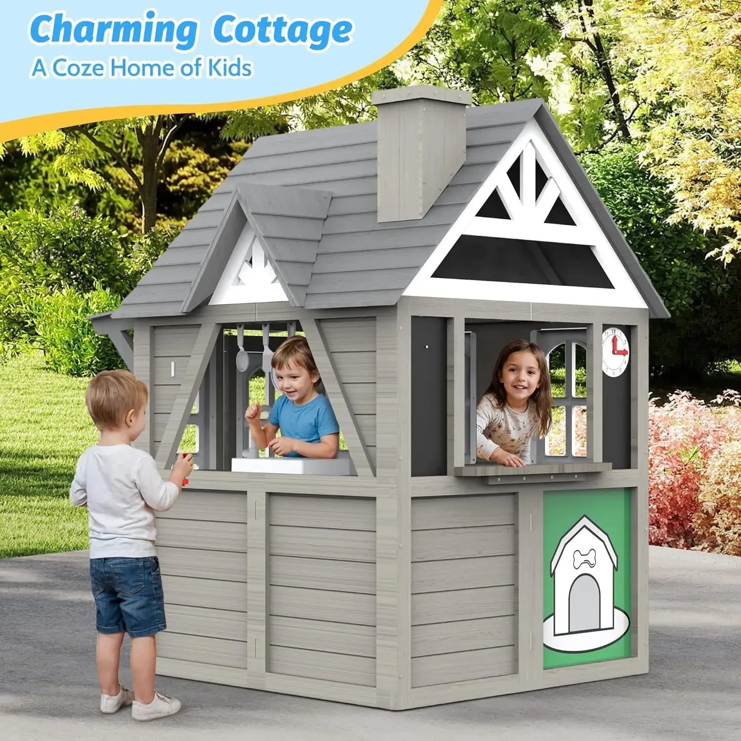 Kids Outdoor Playhouse,Cedar G - Kids Outdoor Wooden Playhouse recensie en prijs