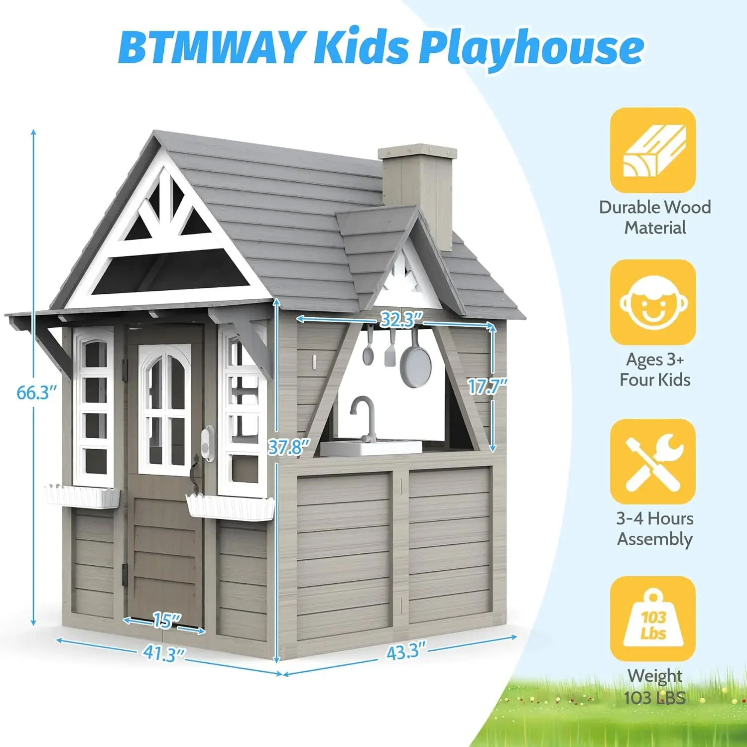 Kids Outdoor Playhouse,Cedar G - Kids Outdoor Wooden Playhouse recensie en prijs