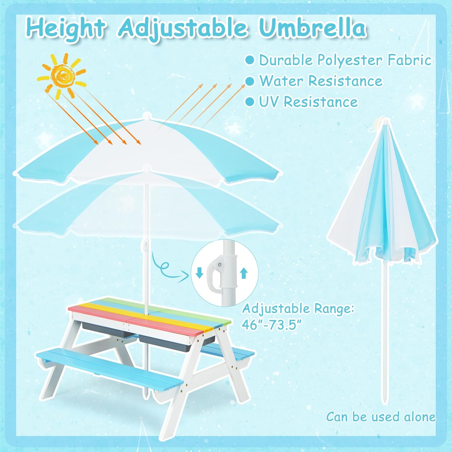 Kids Picnic Table, 4 in 1 Outd - Kids Outdoor Table And Chairs With Umbrella recensie en prijs