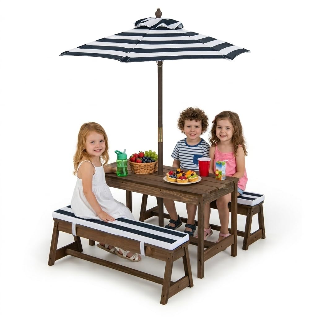 Height Adjustable Wooden Kids  - Kids Outdoor Table And Chairs With Umbrella recensie en prijs