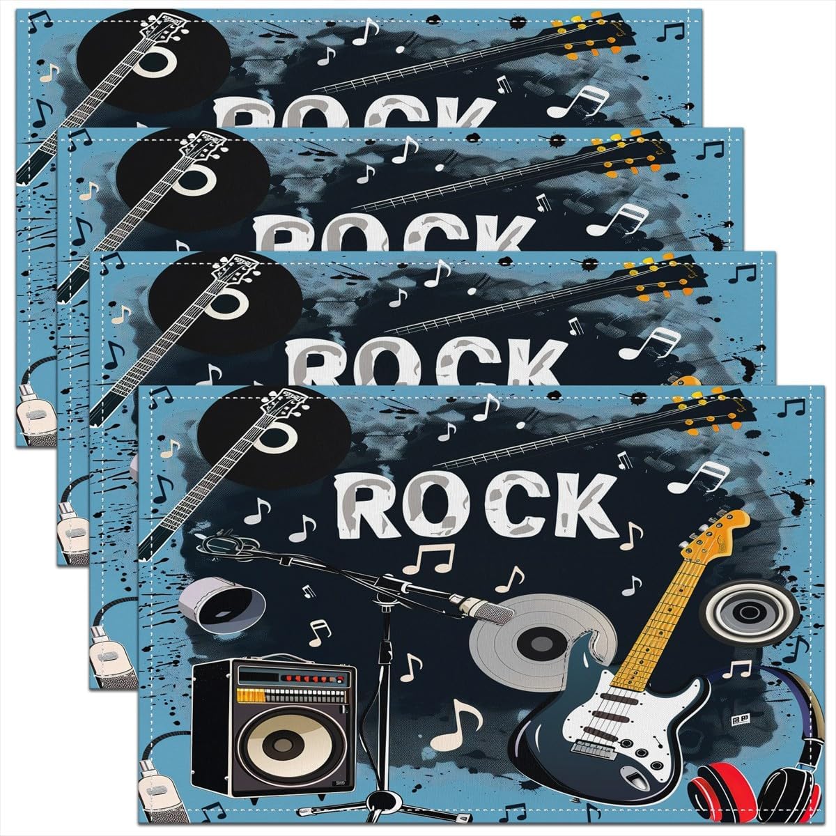 Rock Music Placemats Set of 4  - Kids Outdoor Dining Table recensie en prijs