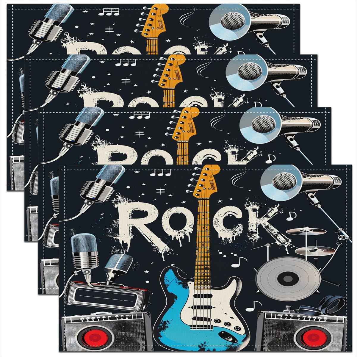 Rock Music Placemats Set of 4  - Kids Outdoor Dining Table recensie en prijs