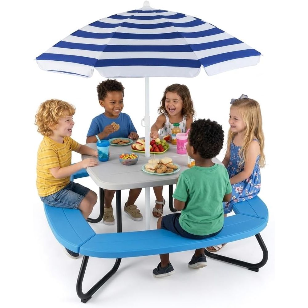 Kids Picnic Table, 8 Person Ki - Kids Outdoor Table And Chairs With Umbrella recensie en prijs