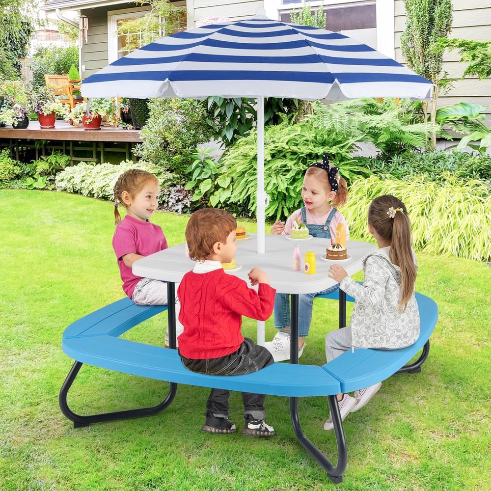 Kids Picnic Table, 8 Person Ki - Kids Outdoor Table And Chairs With Umbrella recensie en prijs