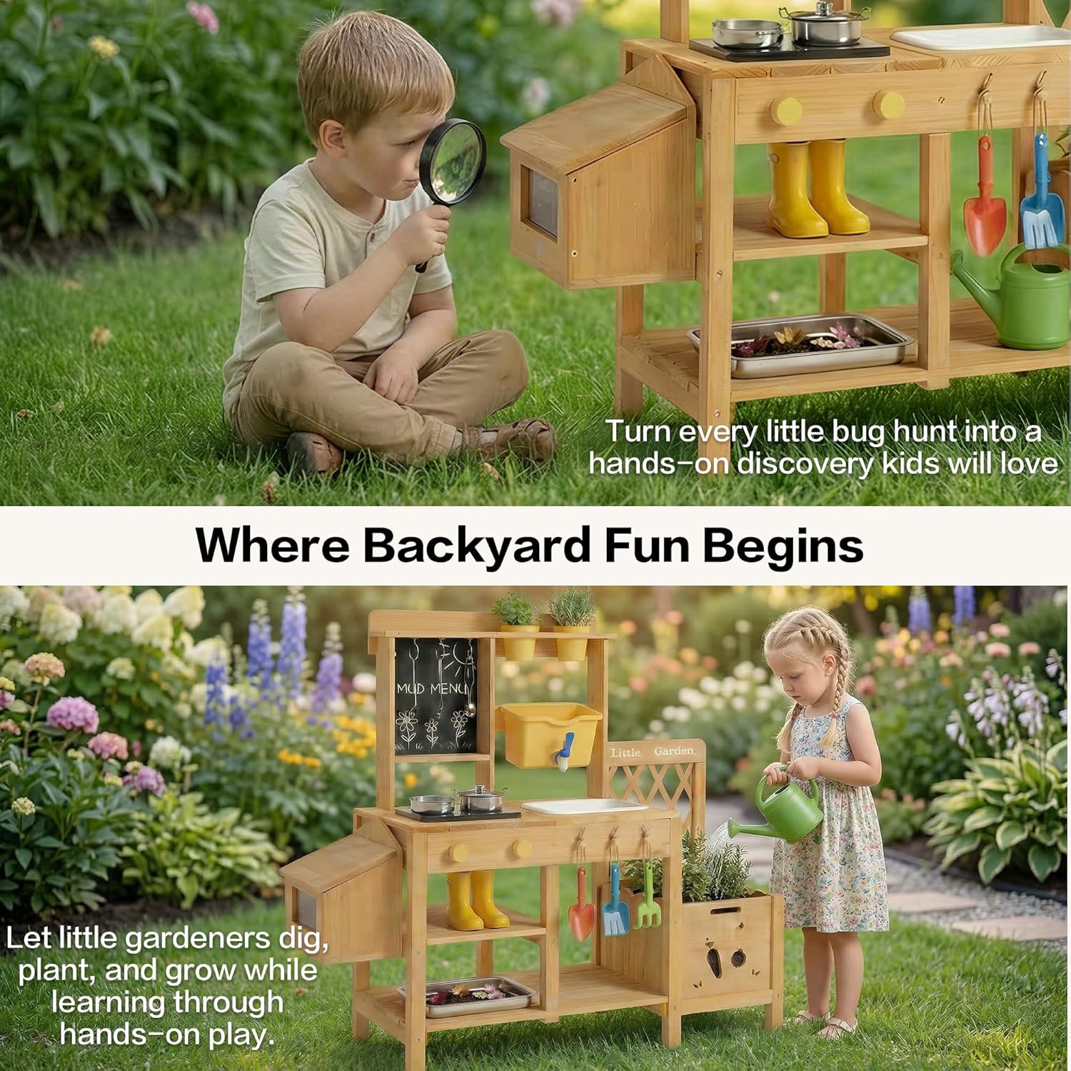 Wooden Mud Kitchen for Kids, O - Kids Outdoor Sink recensie en prijs