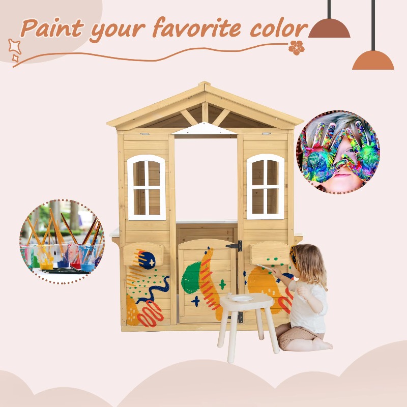 Modern Classic Solid Wood Play - Kids Outdoor Wooden Playhouse recensie en prijs