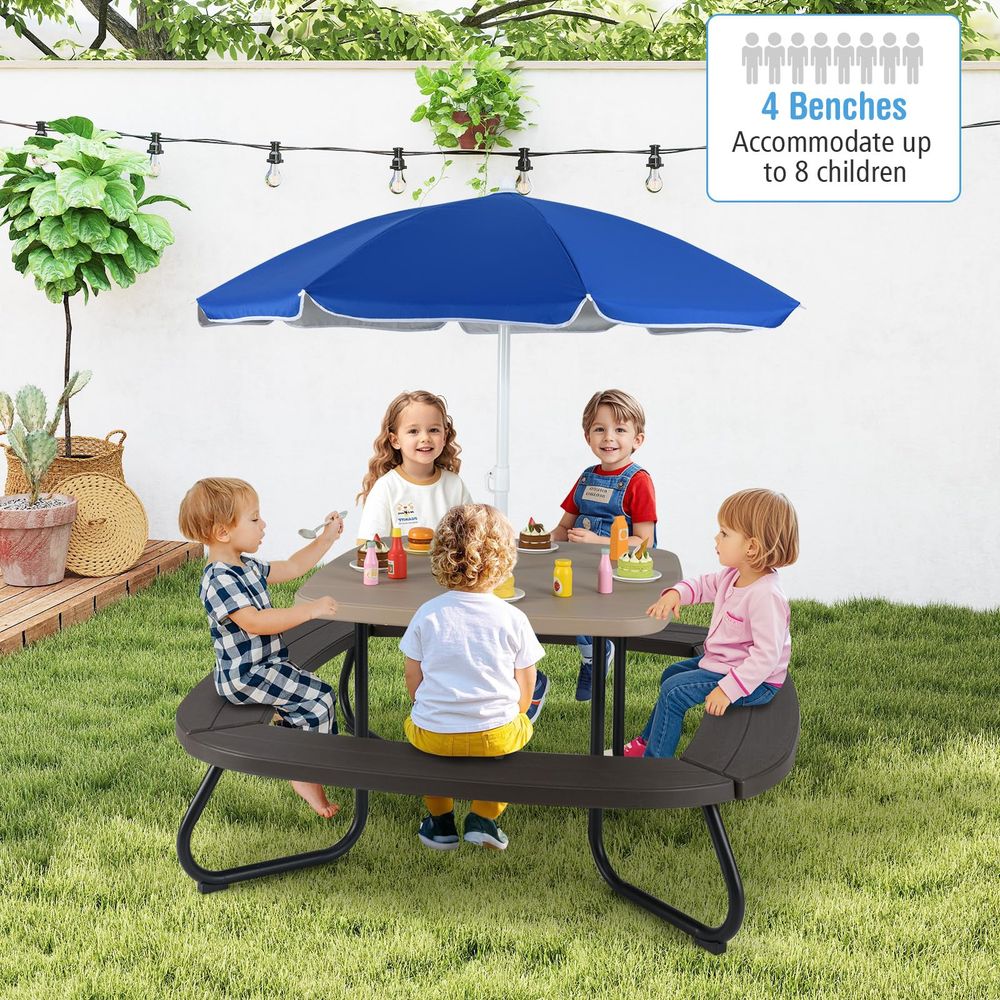 Kids Picnic Table, 8 Person To - Kids Outdoor Table And Chairs With Umbrella recensie en prijs
