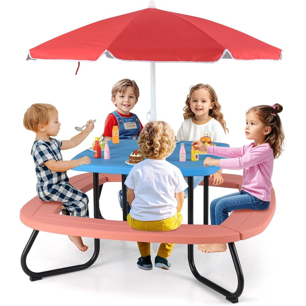 Kids Picnic Table, 8 Person To - Kids Outdoor Table And Chairs With Umbrella recensie en prijs