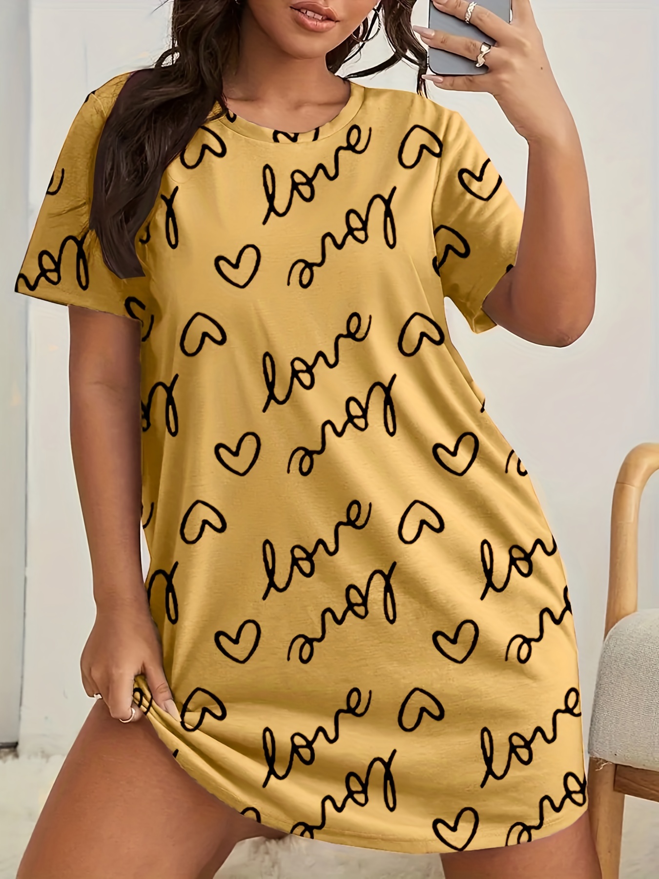 Plus Size Love Print Short Sle - Mini Trampoline Spring recensie en prijs