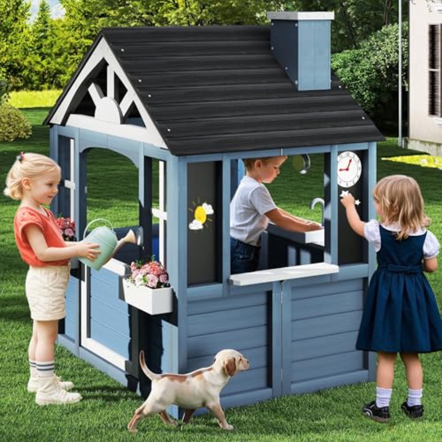 Outdoor playhouse for kids ced - Kids Outdoor Wooden Playhouse recensie en prijs