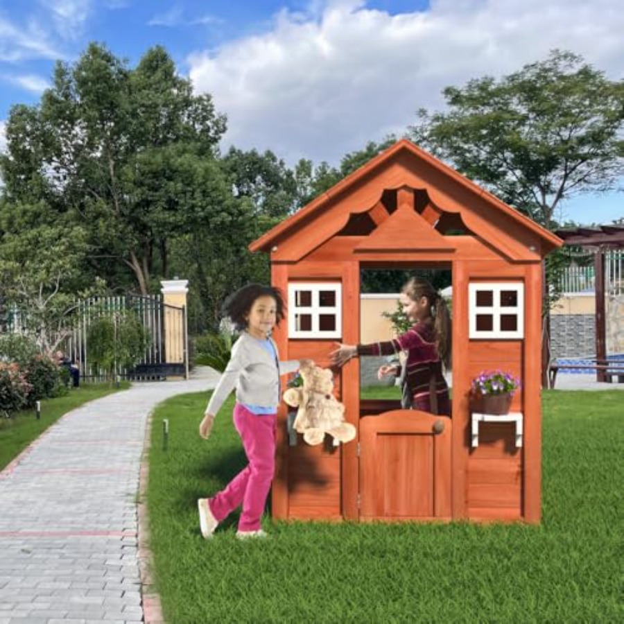 Outdoor kids playhouse for bac - Kids Outdoor Wooden Playhouse recensie en prijs