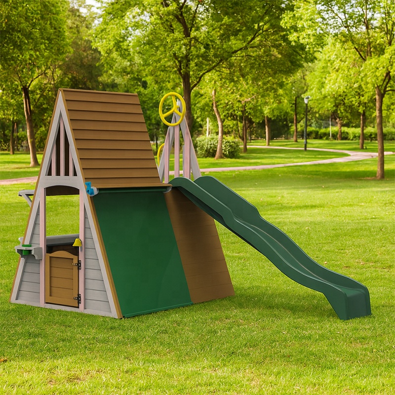 Kids Outdoor Playground Equipm - Kids Outdoor Wooden Playhouse recensie en prijs