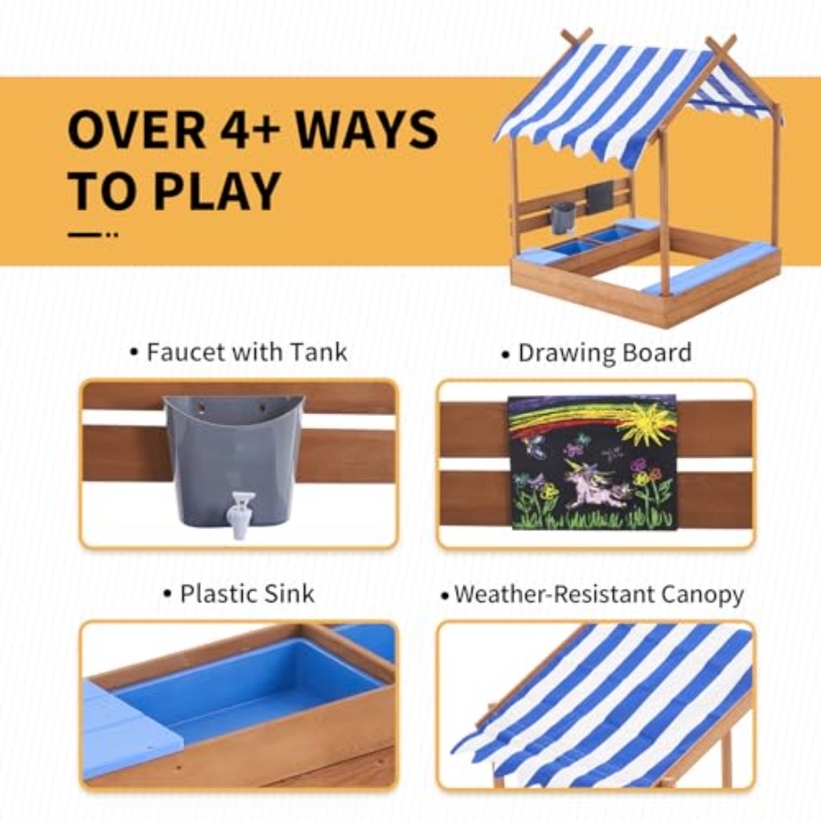 Backyard sandbox with roof for - Kids Outdoor Sink recensie en prijs