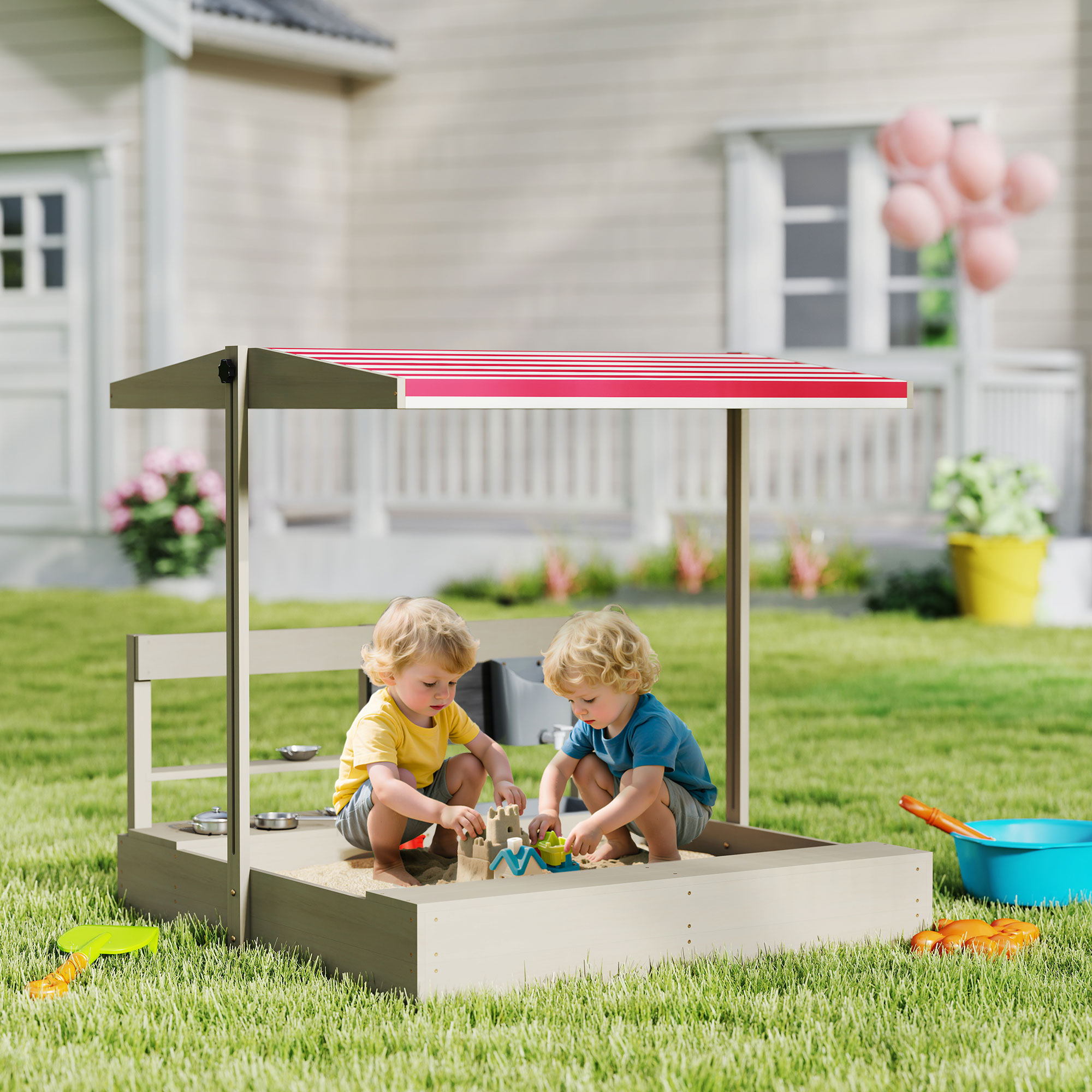 Outsunny Kids Sandbox with Hei - Kids Outdoor Kitchen recensie en prijs